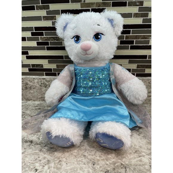 Build a Bear Frozen II 2 Elsa Plush Stuffed Animal Sequin Dress Disney BABW 18" - Picture 1 of 4